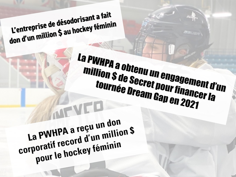 Headlines related to the $1 million donation the PWHPA